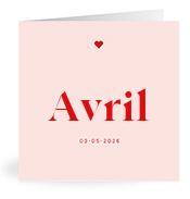 Geboortekaartje naam Avril m3
