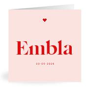 Geboortekaartje naam Embla m3