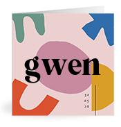Geboortekaartje naam Gwen m2