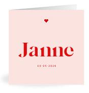 Geboortekaartje naam Janne m3