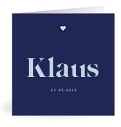 Geboortekaartje naam Klaus j3