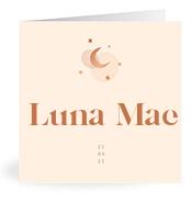 Geboortekaartje naam Luna Mae m1