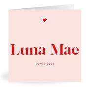 Geboortekaartje naam Luna Mae m3