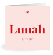 Geboortekaartje naam Lunah m3
