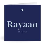 Geboortekaartje naam Rayaan j3
