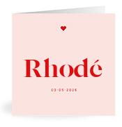 Geboortekaartje naam Rhodé m3