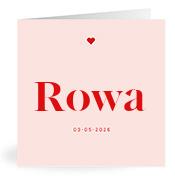 Geboortekaartje naam Rowa m3