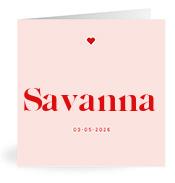 Geboortekaartje naam Savanna m3