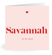 Geboortekaartje naam Savannah m3