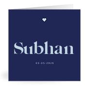 Geboortekaartje naam Subhan j3