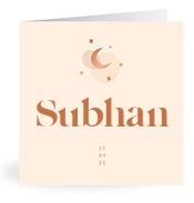 Geboortekaartje naam Subhan m1