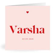 Geboortekaartje naam Varsha m3