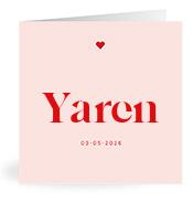 Geboortekaartje naam Yaren m3