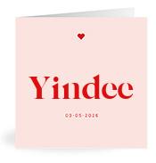 Geboortekaartje naam Yindee m3