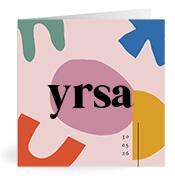 Geboortekaartje naam Yrsa m2
