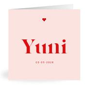 Geboortekaartje naam Yuni m3