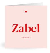 Geboortekaartje naam Zabel m3
