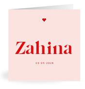 Geboortekaartje naam Zahina m3