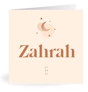 Geboortekaartje naam Zahrah m1