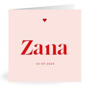 Geboortekaartje naam Zana m3