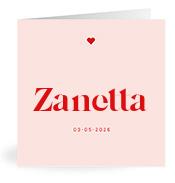 Geboortekaartje naam Zanetta m3
