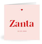 Geboortekaartje naam Zanta m3