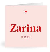 Geboortekaartje naam Zarina m3