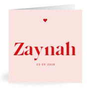 Geboortekaartje naam Zaynah m3