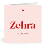 Geboortekaartje naam Zehra m3