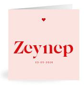 Geboortekaartje naam Zeynep m3