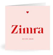 Geboortekaartje naam Zimra m3
