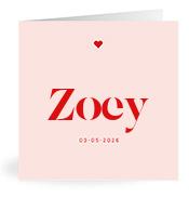 Geboortekaartje naam Zoey m3