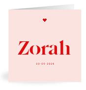 Geboortekaartje naam Zorah m3