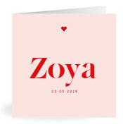 Geboortekaartje naam Zoya m3