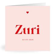 Geboortekaartje naam Zuri m3