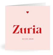 Geboortekaartje naam Zuria m3