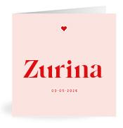 Geboortekaartje naam Zurina m3