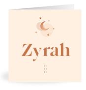 Geboortekaartje naam Zyrah m1