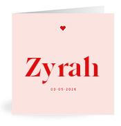 Geboortekaartje naam Zyrah m3